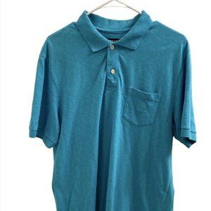 Chaps Mens Polo Shirt Sz M Short Sleeves 100% Cotton Aqua